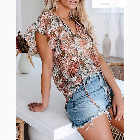 Jennie Floral Printed Boho Top - Picture 5 of 6